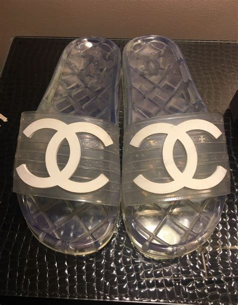 chanel clear pink slides|rubber chanel slides women.